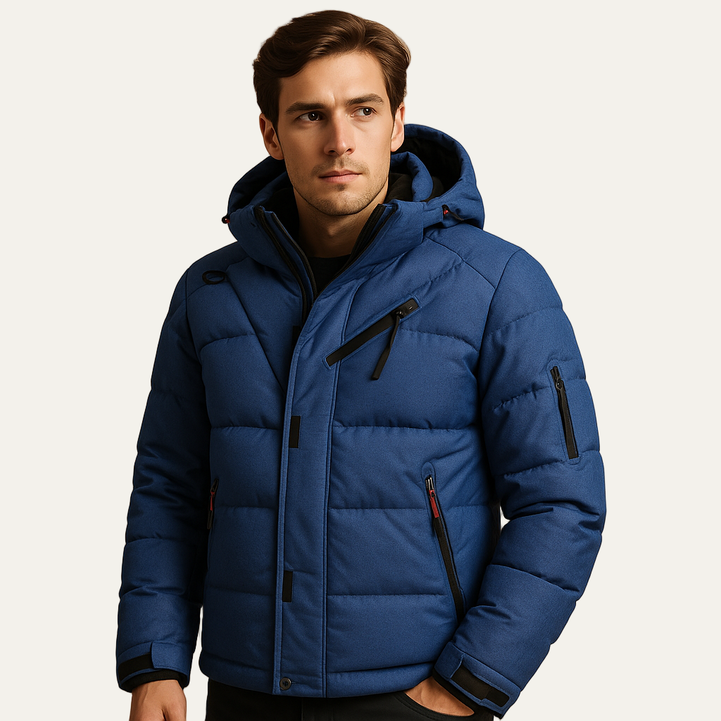 Men’s Quilted Stand Collar Insulated Bomber Jacket