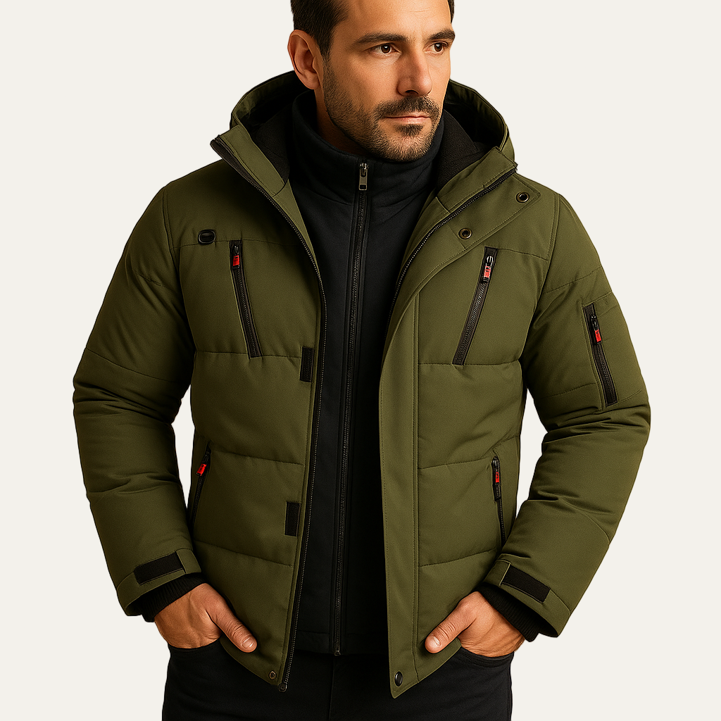 Men’s Wool Car Coat with Quilted Inner Vest