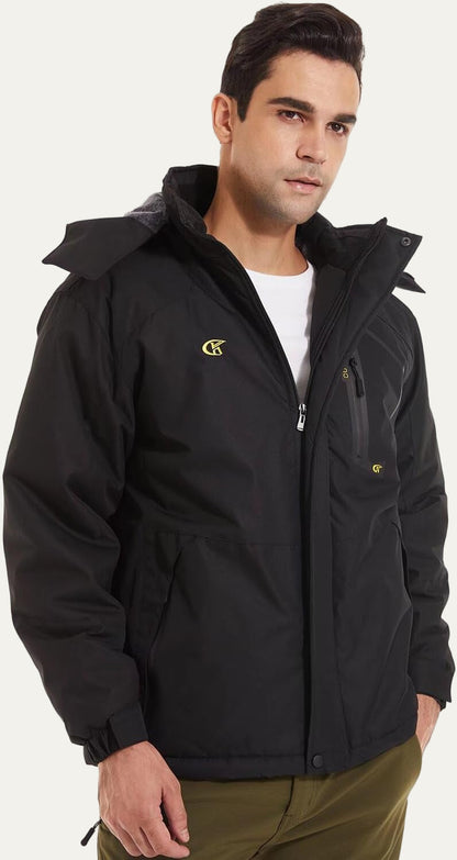Men’s Faux Fur Collar Quilted Mid Length Jacket