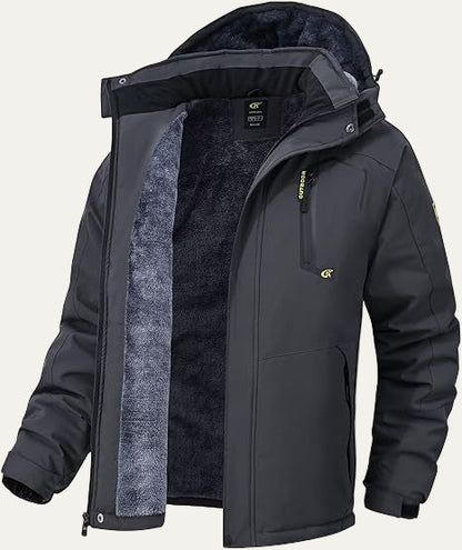 Men’s Faux Fur Collar Quilted Mid Length Jacket