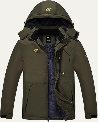 Men’s Faux Fur Collar Quilted Mid Length Jacket