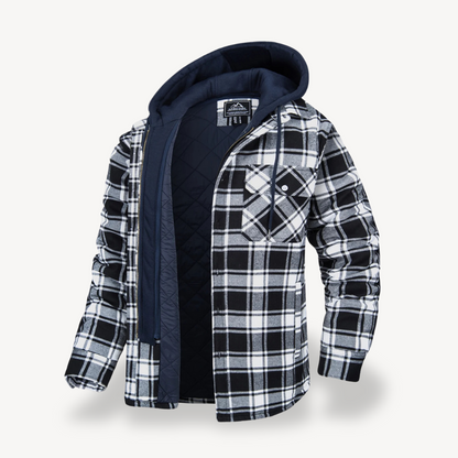 Men's Flannel Hooded Padded Jacket