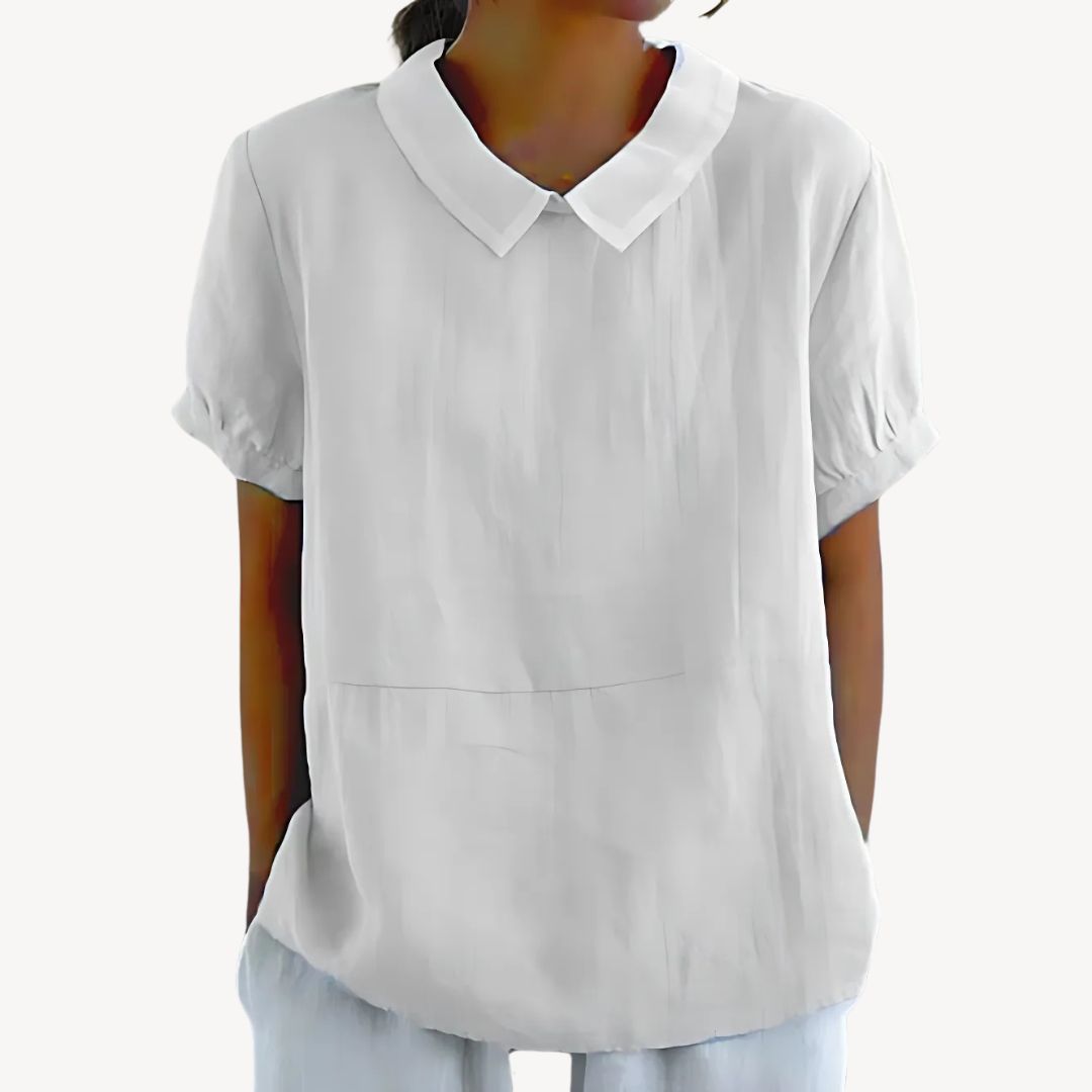 Women's Collared Linen Blend Blouse