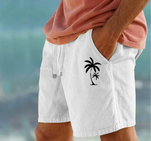 Tropical Summer Shorts with Palm Embroidery