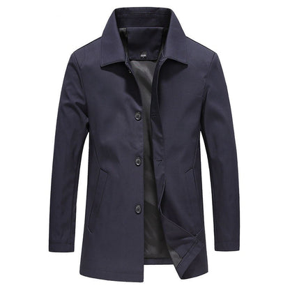 Windproof Long Men's Coat in Solid Colour – Koen