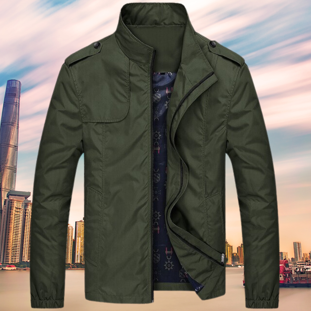 Windproof Men's Jacket with Collar - Camden