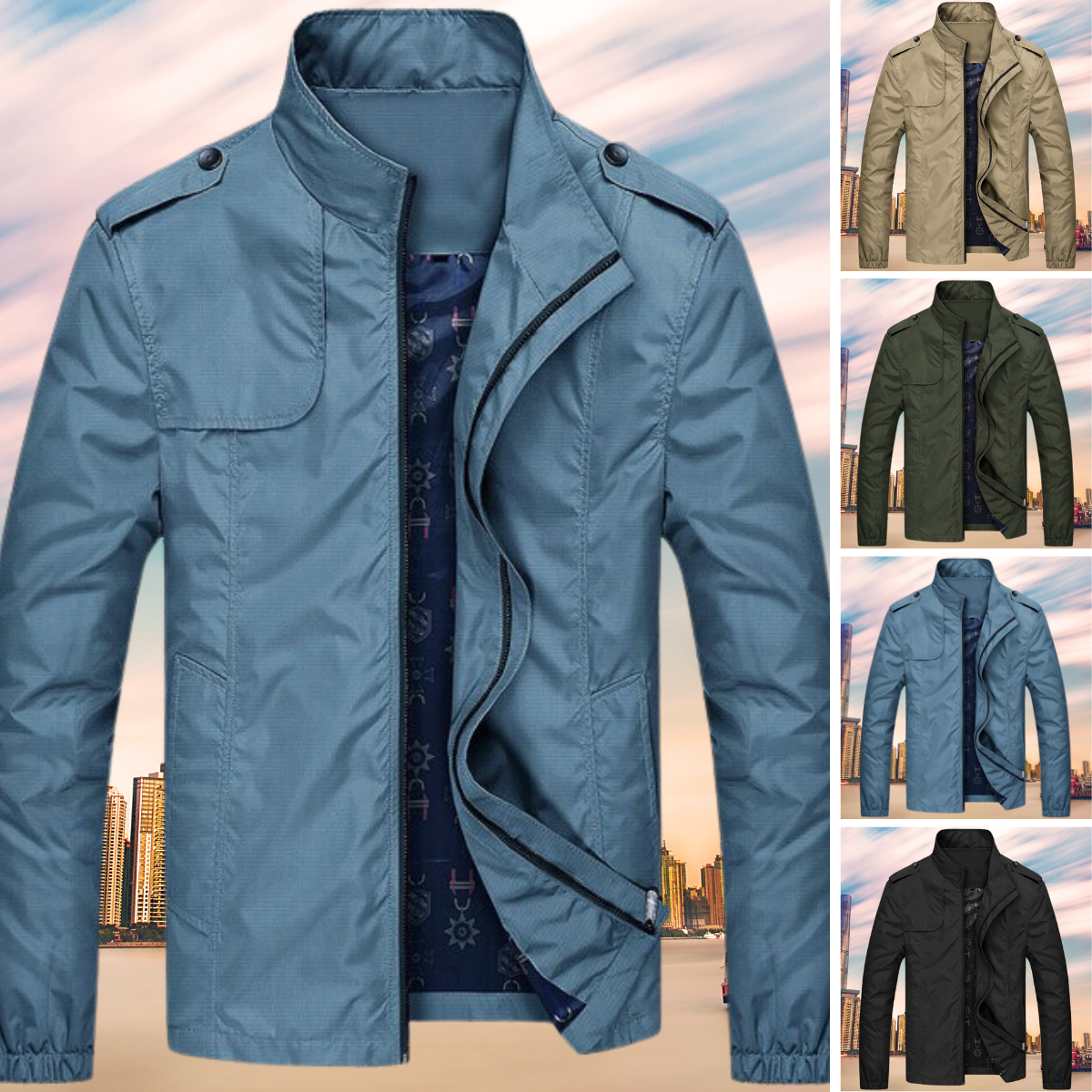 Windproof Men's Jacket with Collar - Camden