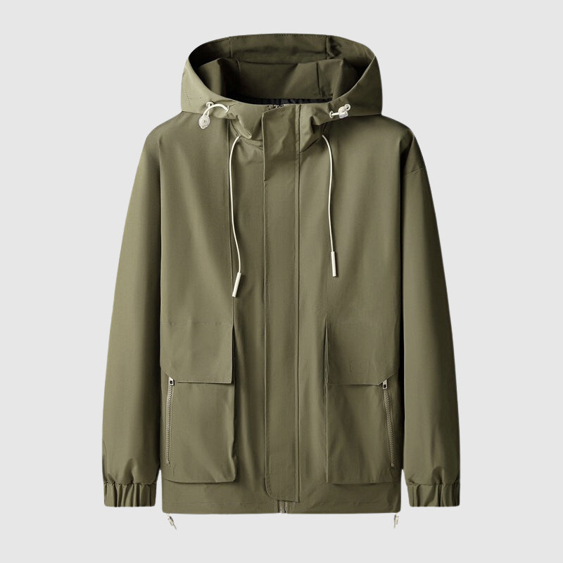 Windproof Men's Jacket with Hood and Zippers - Max