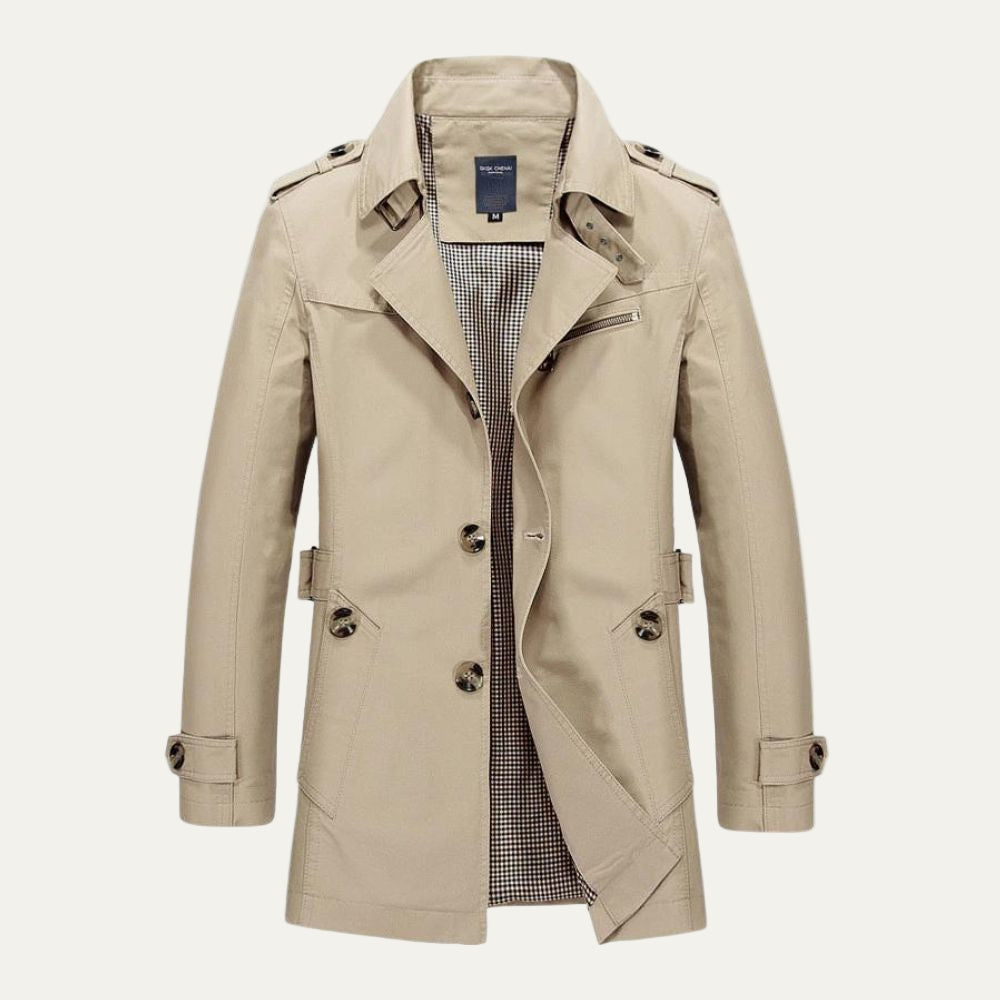 Men’s Double Breasted Classic Belted Trench Coat