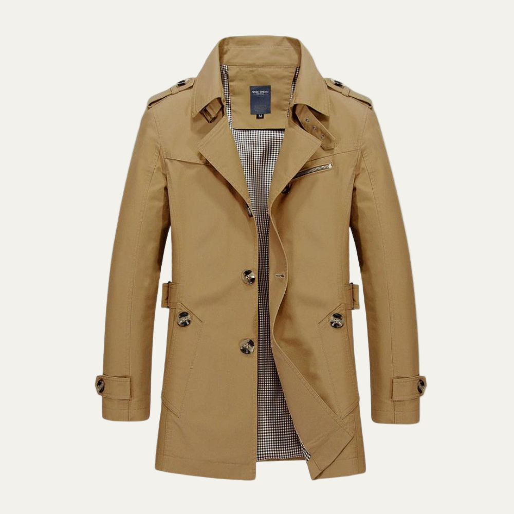 Men’s Double Breasted Classic Belted Trench Coat