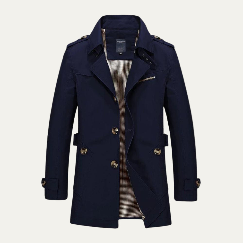 Men’s Double Breasted Classic Belted Trench Coat