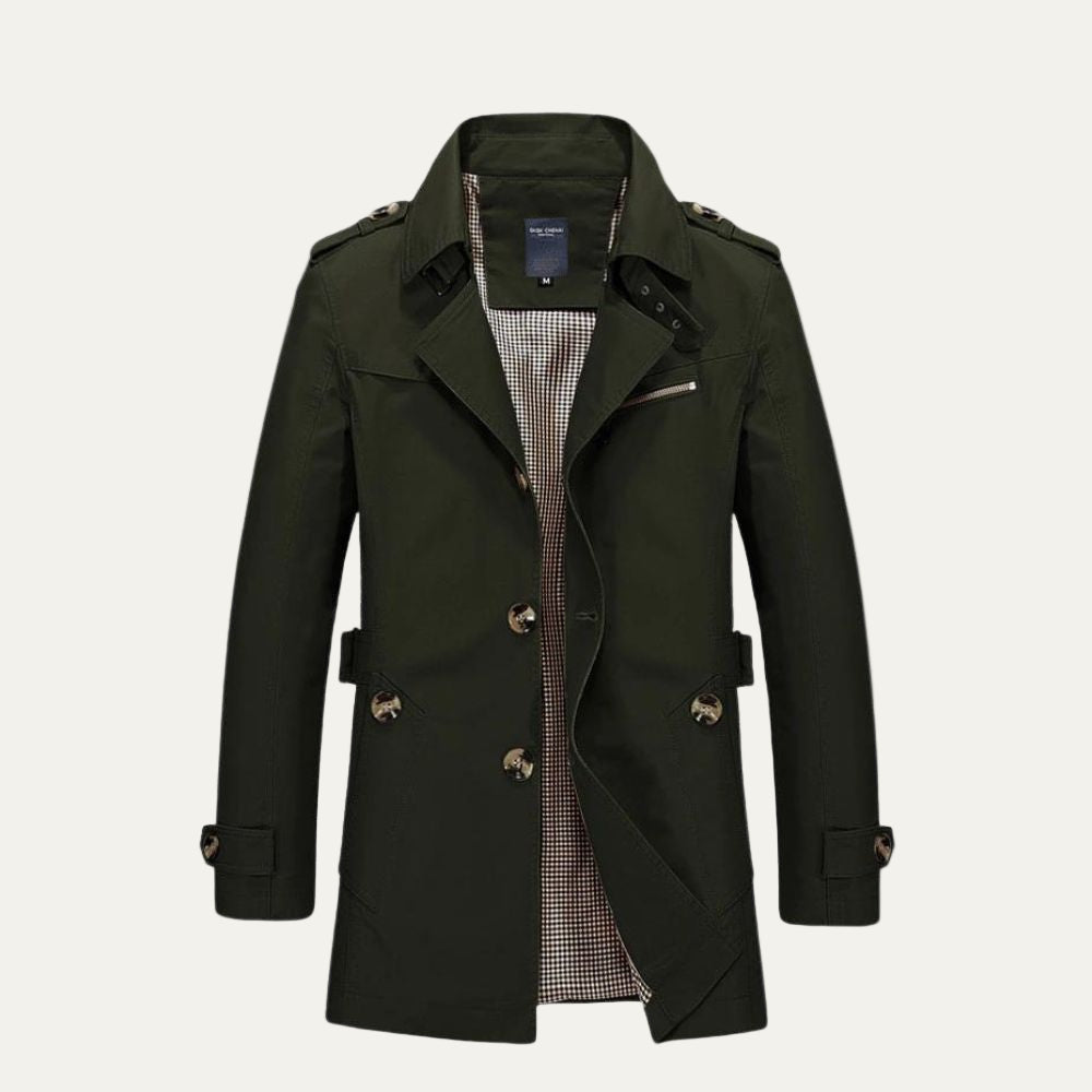 Men’s Double Breasted Classic Belted Trench Coat