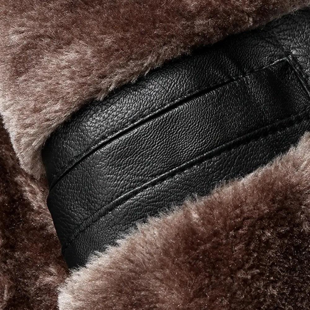 Winter Leather Jacket with Fur Collar
