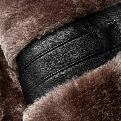 Winter Leather Jacket with Fur Collar