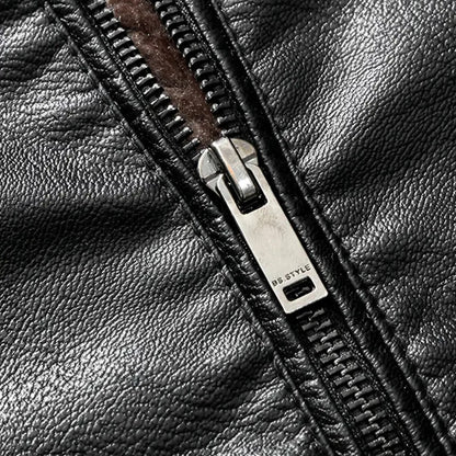 Winter Leather Jacket with Fur Collar