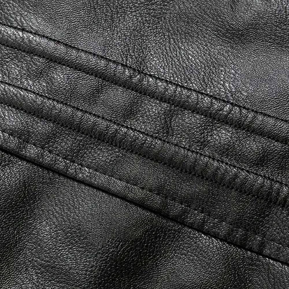 Winter Leather Jacket with Fur Collar