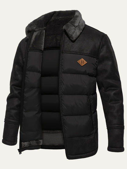 Men’s Quilted Winter Jacket with Fur Trim Collar