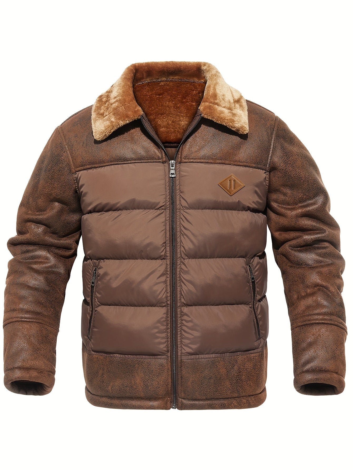 Men’s Quilted Winter Jacket with Fur Trim Collar