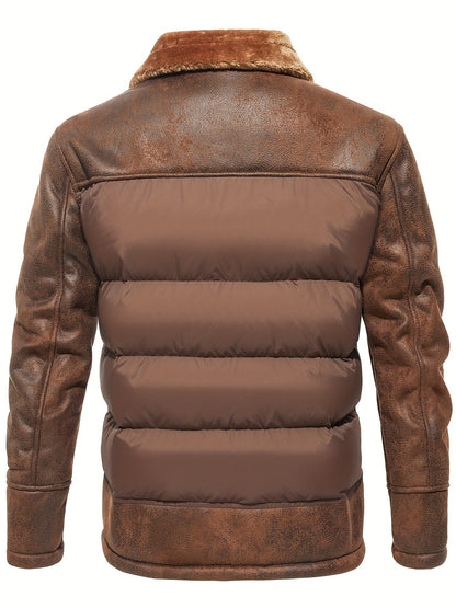 Men’s Quilted Winter Jacket with Fur Trim Collar