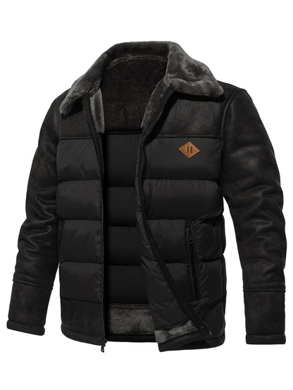 Men’s Quilted Winter Jacket with Fur Trim Collar