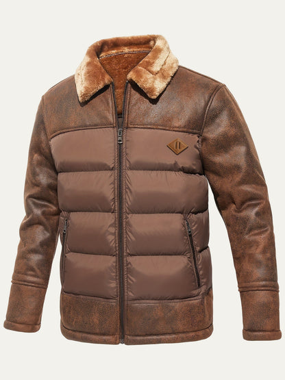 Men’s Quilted Winter Jacket with Fur Trim Collar