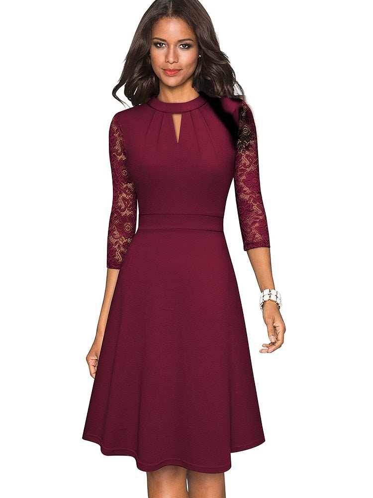 Women's Beautiful Lace Dress with Cut Out Details