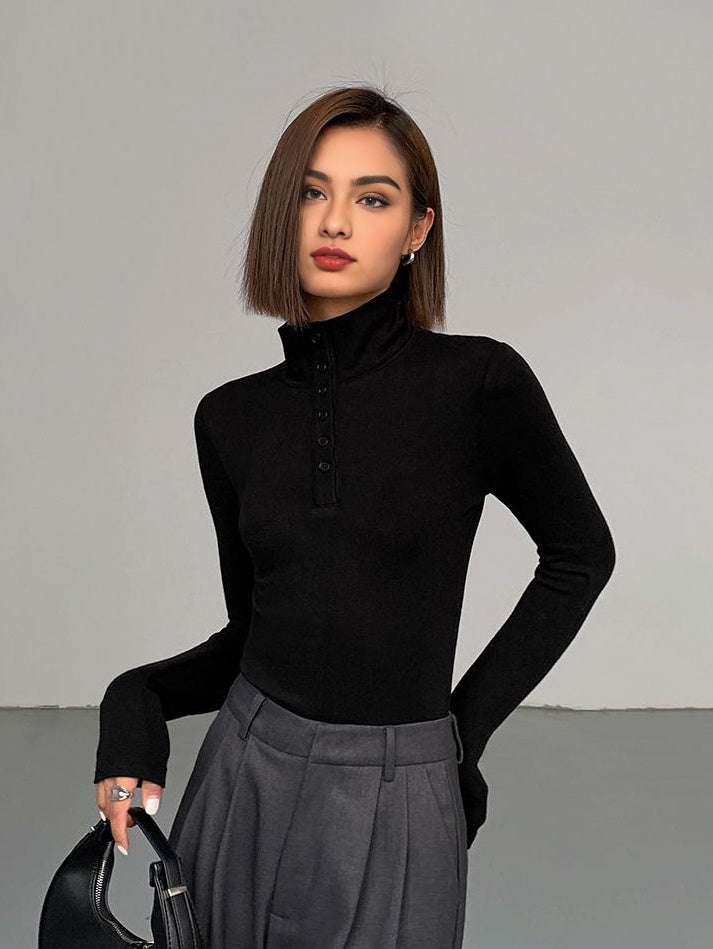 Women's Button Turtleneck - Aurora