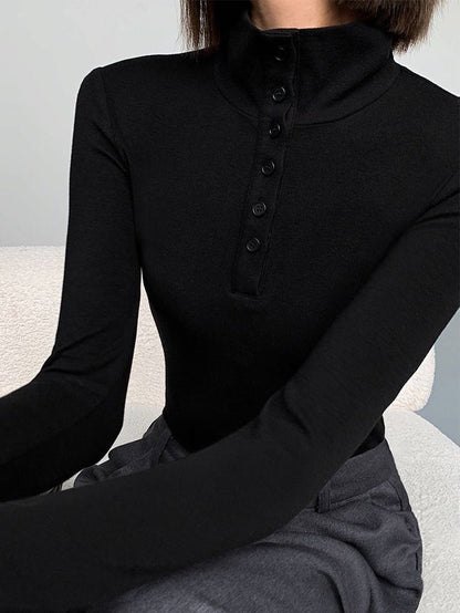 Women's Button Turtleneck - Aurora