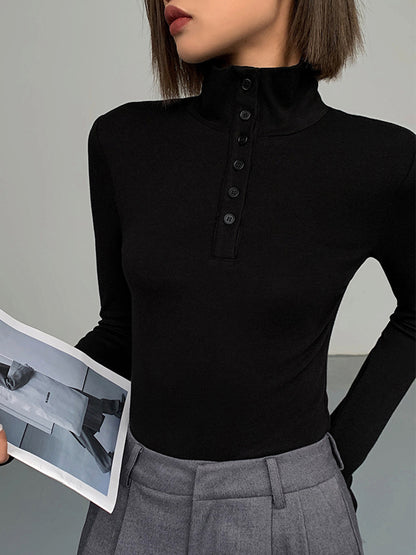 Women's Button Turtleneck - Aurora