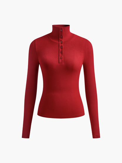 Women's Button Turtleneck - Aurora