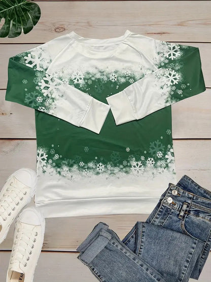 Women’s Christmas Cat Print Crewneck Sweatshirt
