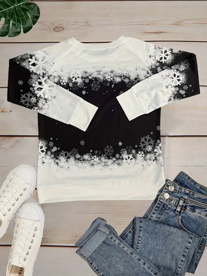 Women’s Christmas Cat Print Crewneck Sweatshirt