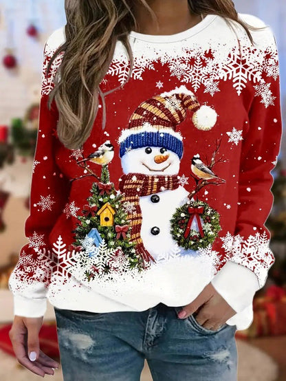 Women’s Christmas Snowman Crew Neck Sweatshirt
