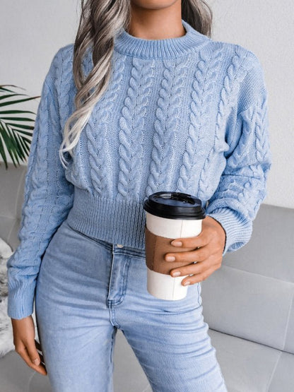 Warm Women's Crew Neck Cable Knit Sweater