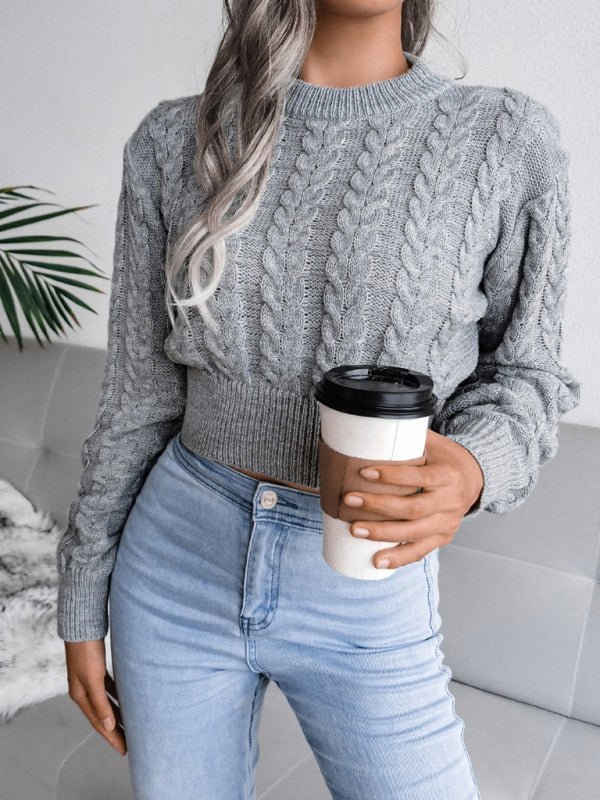 Warm Women's Crew Neck Cable Knit Sweater