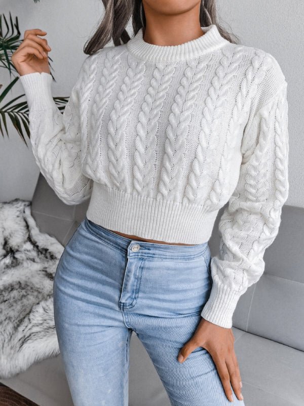Warm Women's Crew Neck Cable Knit Sweater