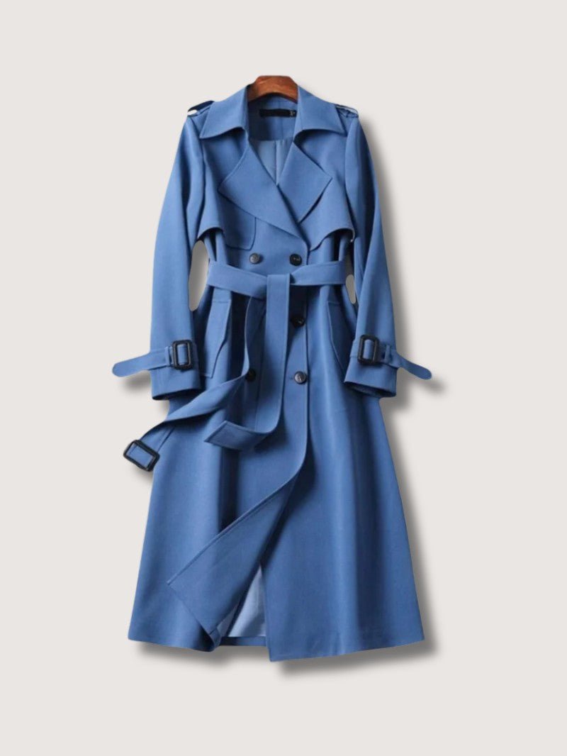 Women's Elegant Double Breasted Belted Trench Coat