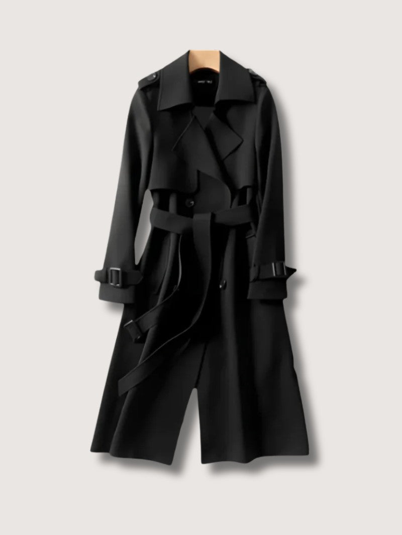Women's Elegant Double Breasted Belted Trench Coat