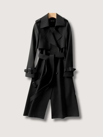 Women's Elegant Double Breasted Belted Trench Coat