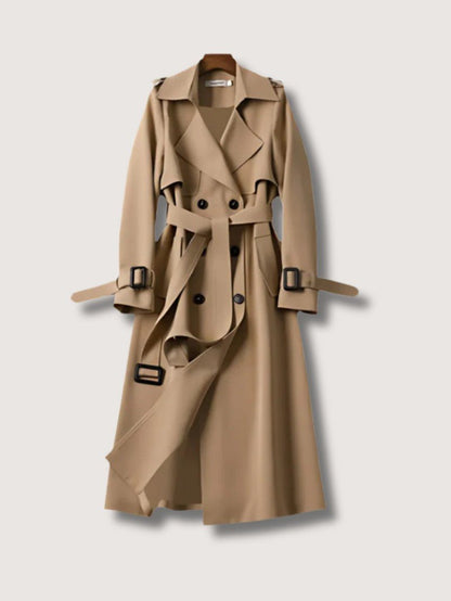 Women's Elegant Double Breasted Belted Trench Coat