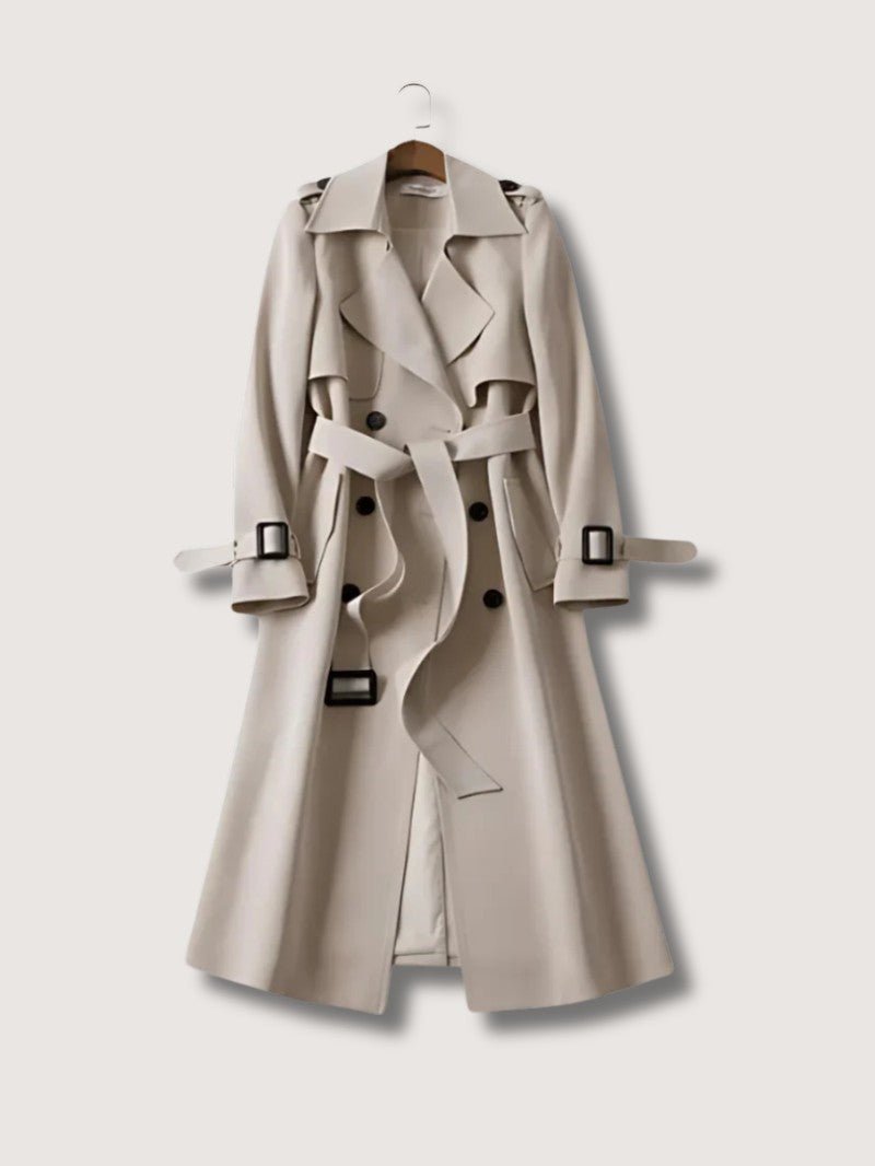 Women's Elegant Double Breasted Belted Trench Coat