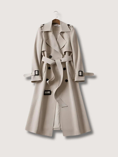 Women's Elegant Double Breasted Belted Trench Coat