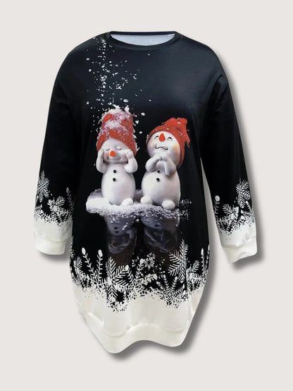 Women’s Elegant Snowman Print Sweatshirt