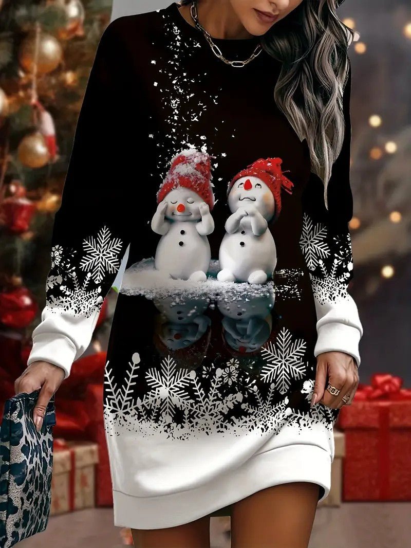 Women’s Elegant Snowman Print Sweatshirt