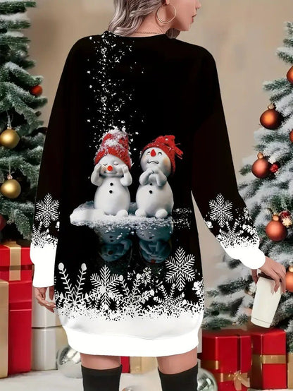 Women’s Elegant Snowman Print Sweatshirt
