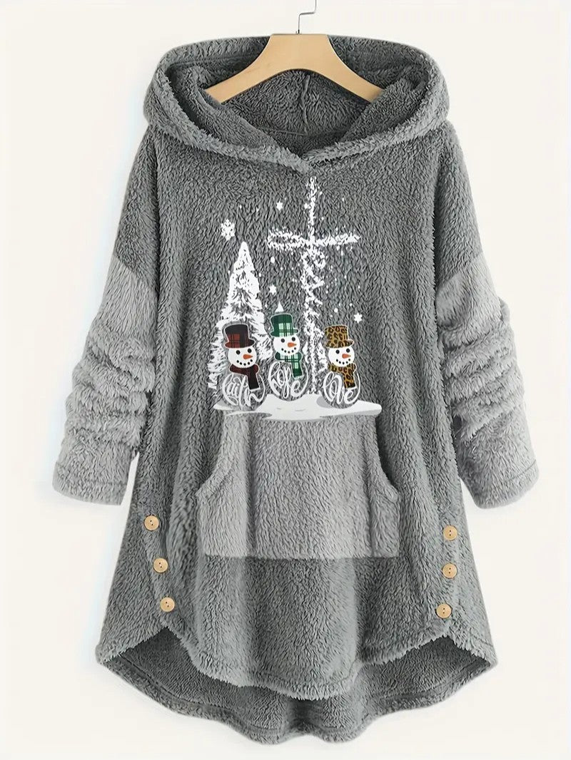 Women’s Fleece Snowman Hooded Sweatshirt