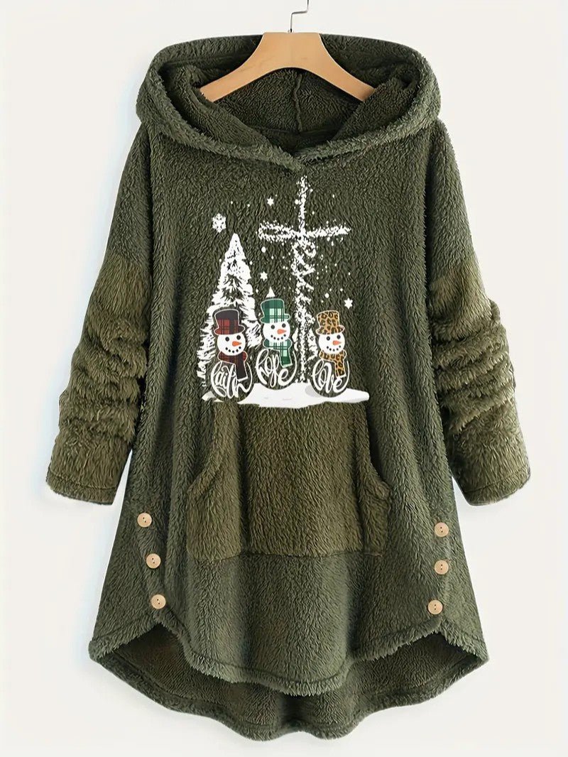 Women’s Fleece Snowman Hooded Sweatshirt