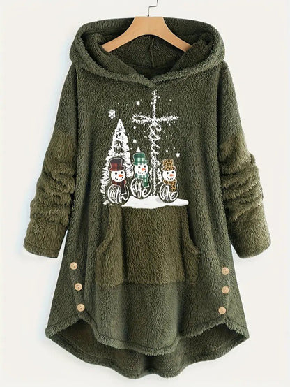 Women’s Fleece Snowman Hooded Sweatshirt