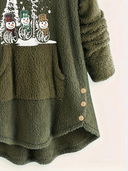 Women’s Fleece Snowman Hooded Sweatshirt