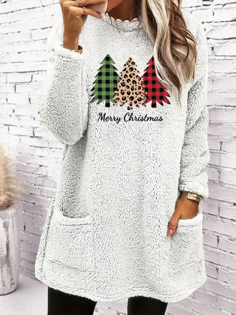 Women’s Fuzzy Christmas Tree Sweatshirt